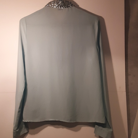 Forever 21 semi sheer turquoise blouse - Picture 3 of 6